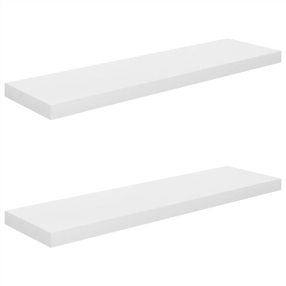 Floating Wall Shelves 2 pcs High Gloss White 90x23.5x3.8 cm MDF