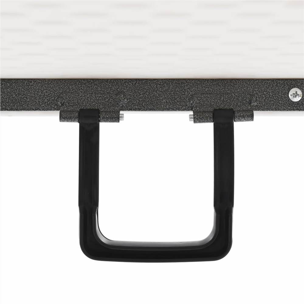 Folding Garden Table with 2 Benches 180 cm Steel and HDPE White