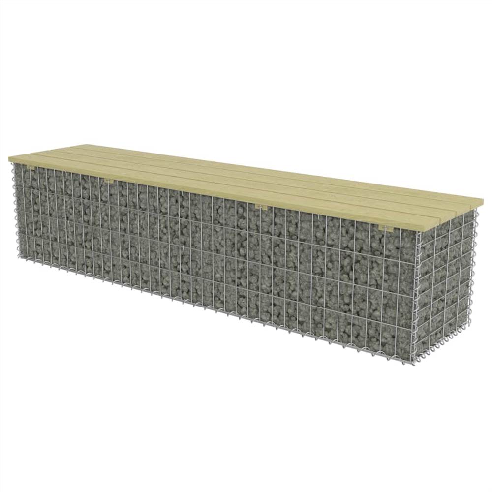 Gabion Bench 170 cm Galvanised Steel and Pinewood