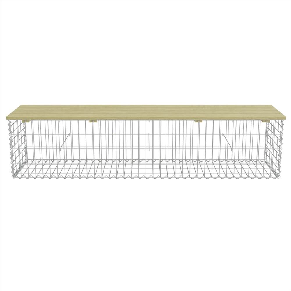 Gabion Bench 170 cm Galvanised Steel and Pinewood