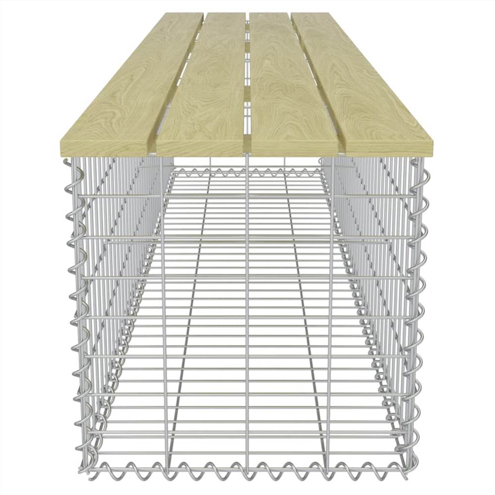 Gabion Bench 170 cm Galvanised Steel and Pinewood