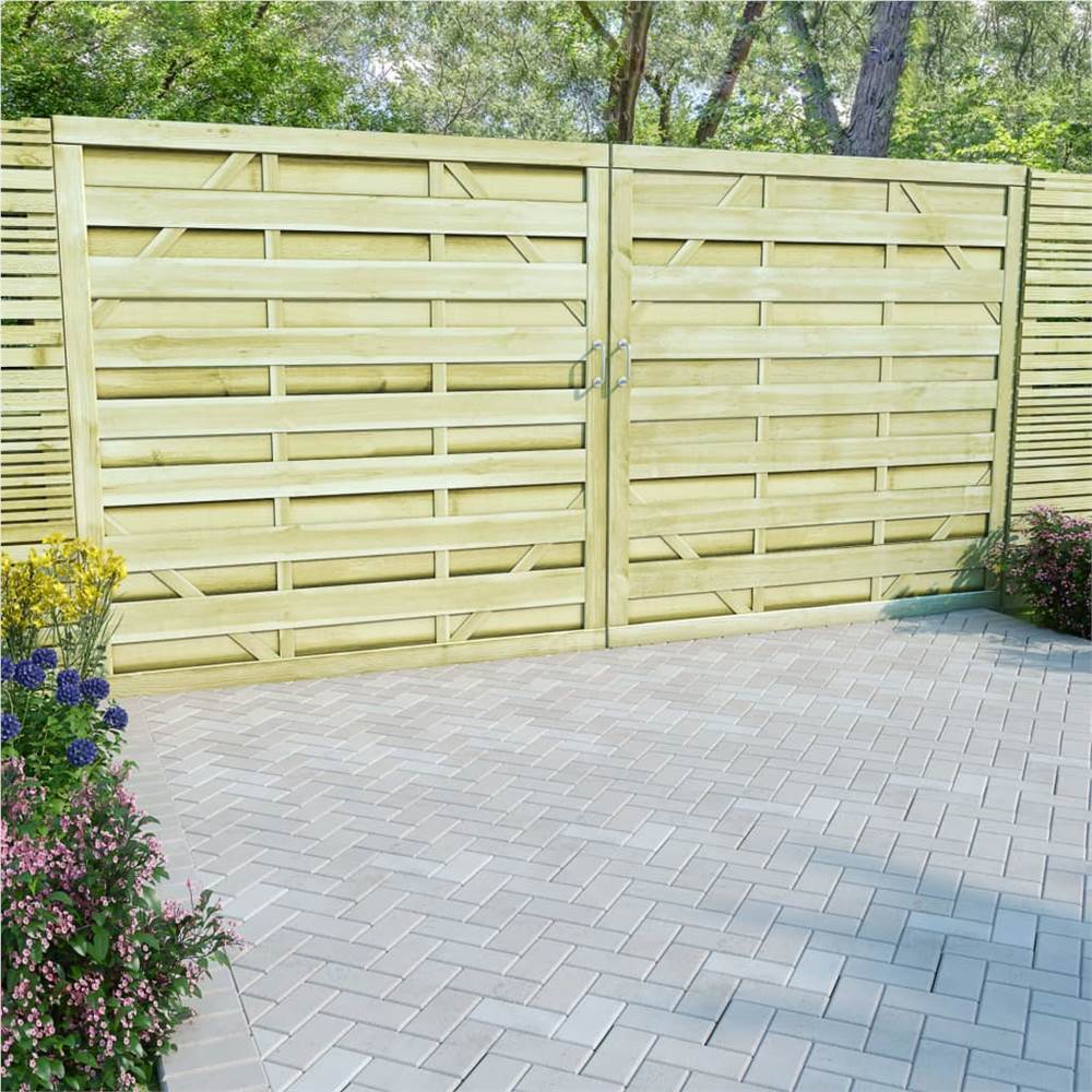 Garden Gates 2 pcs Impregnated Pinewood 150x150 cm Green