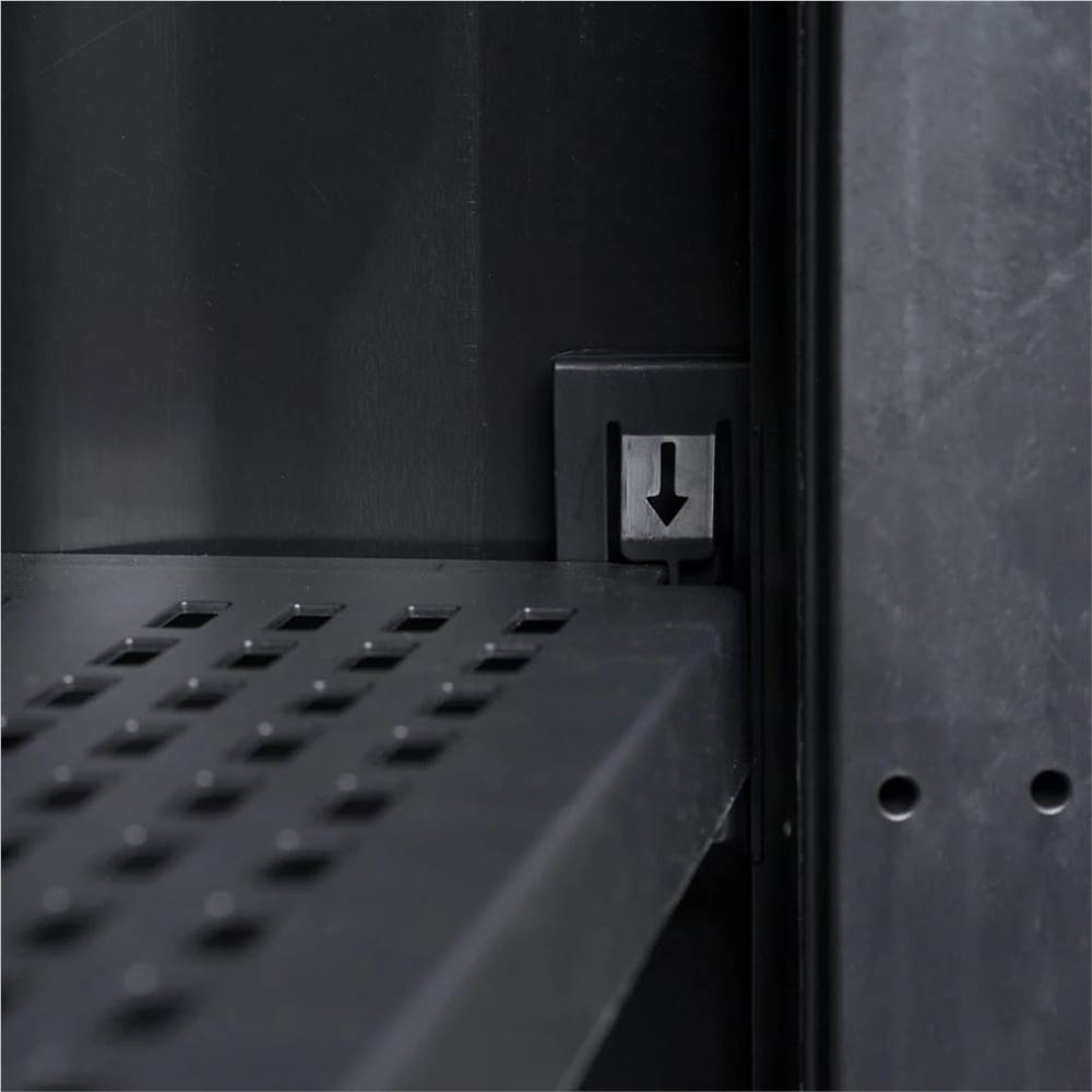 Garden Storage Cabinet with 3 Shelves Black and Grey