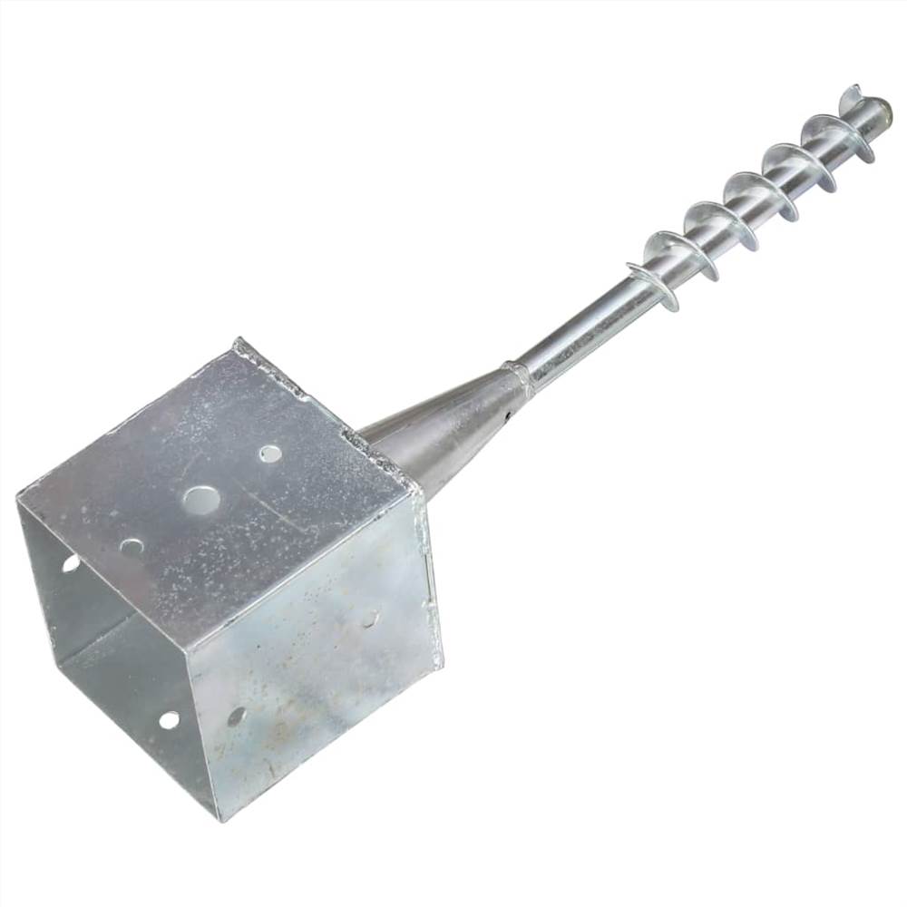 Ground Spikes 2 pcs Silver 14x14x58 cm Galvanised Steel