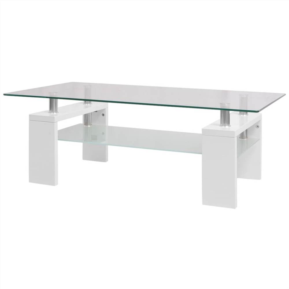 High-Gloss Coffee Table with Lower Shelf 110x60x40 cm White