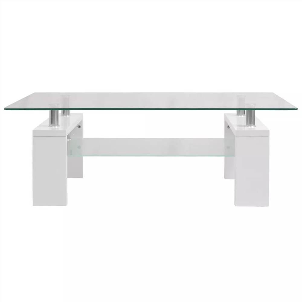 High-Gloss Coffee Table with Lower Shelf 110x60x40 cm White