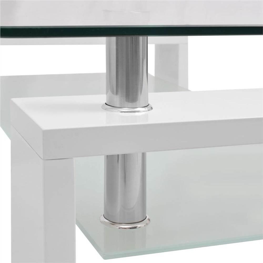 High-Gloss Coffee Table with Lower Shelf 110x60x40 cm White