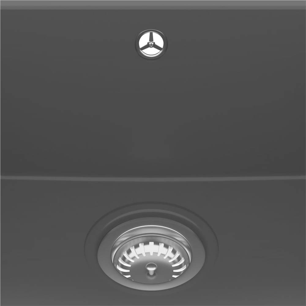 Kitchen Sink with Overflow Hole Oval Grey Granite