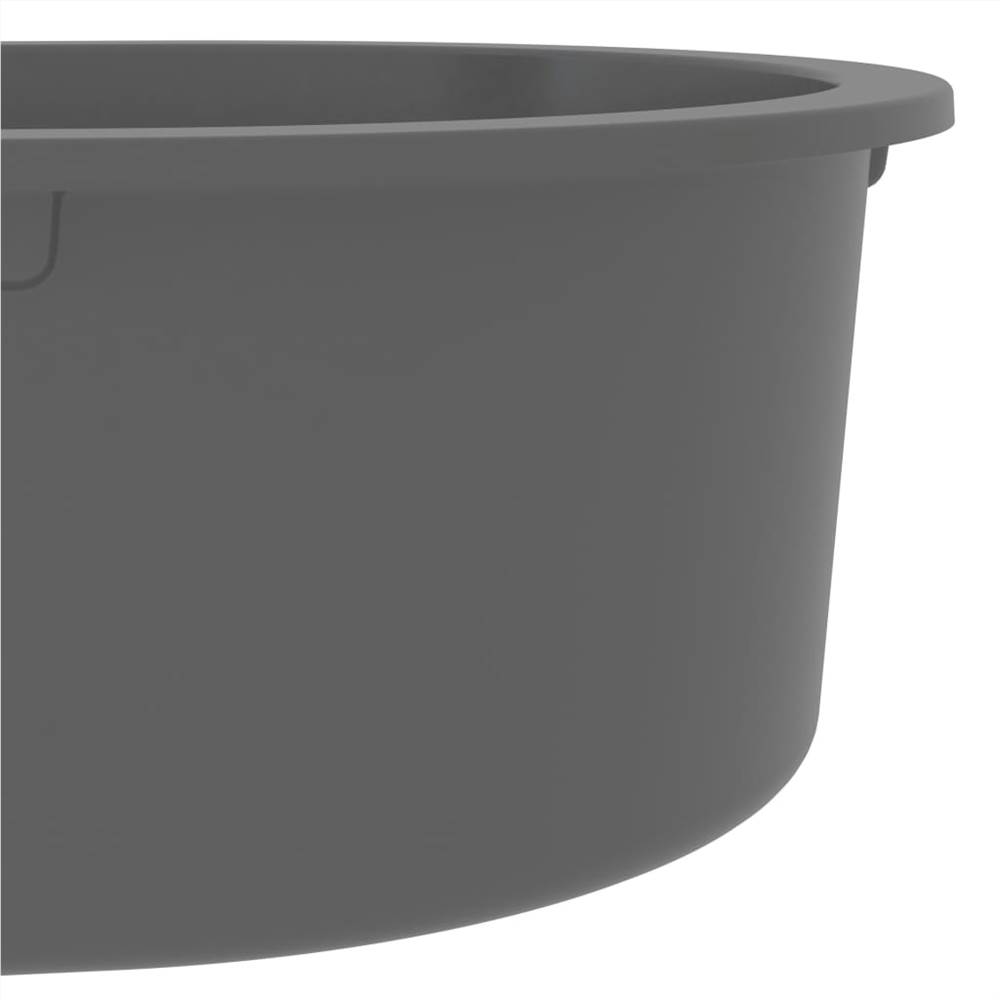Kitchen Sink with Overflow Hole Oval Grey Granite