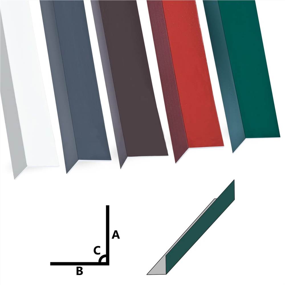 L-shape 90° Angle Sheets 5 pcs Aluminium Green 170cm 100x100 mm
