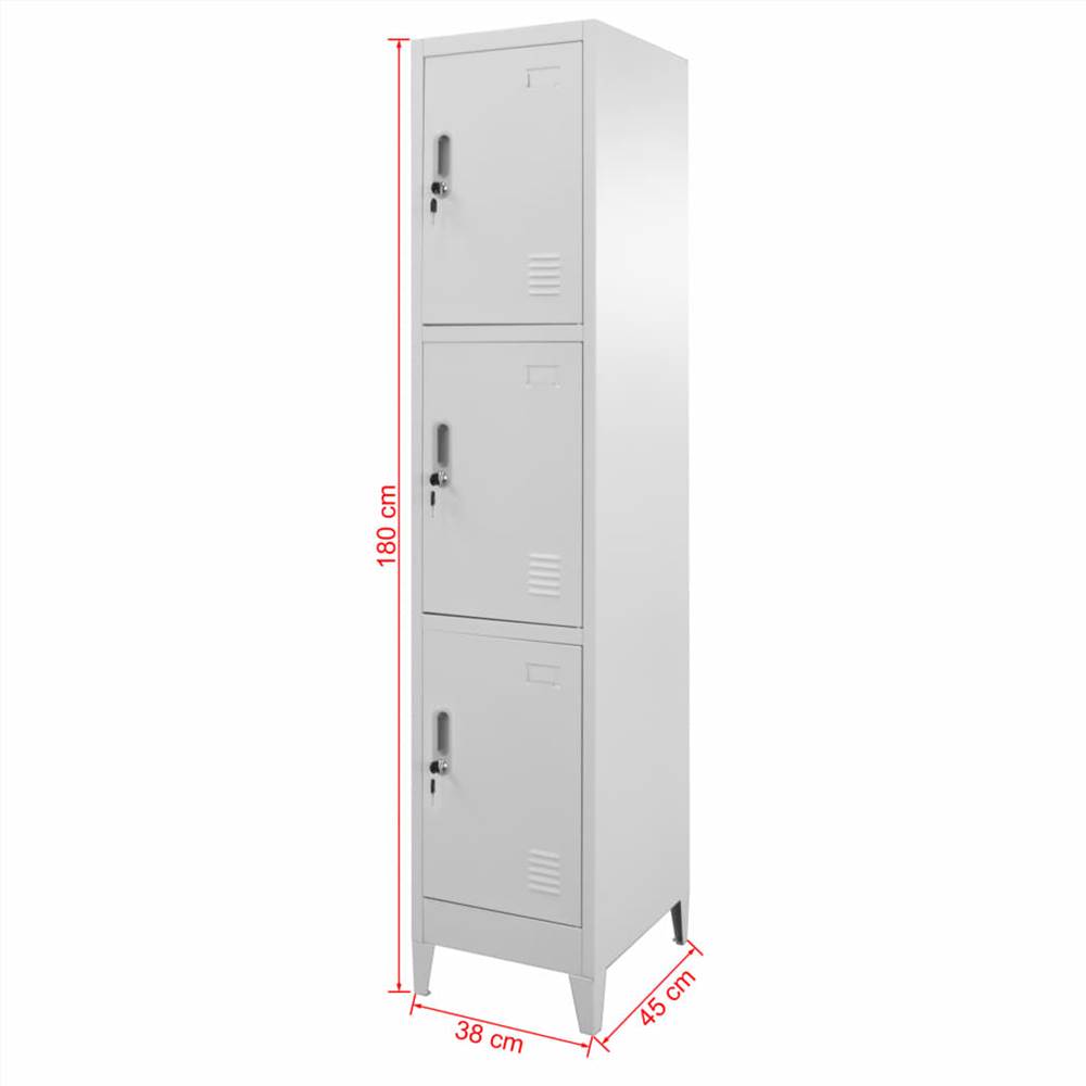 Locker Cabinet with 3 Compartments 38x45x180 cm