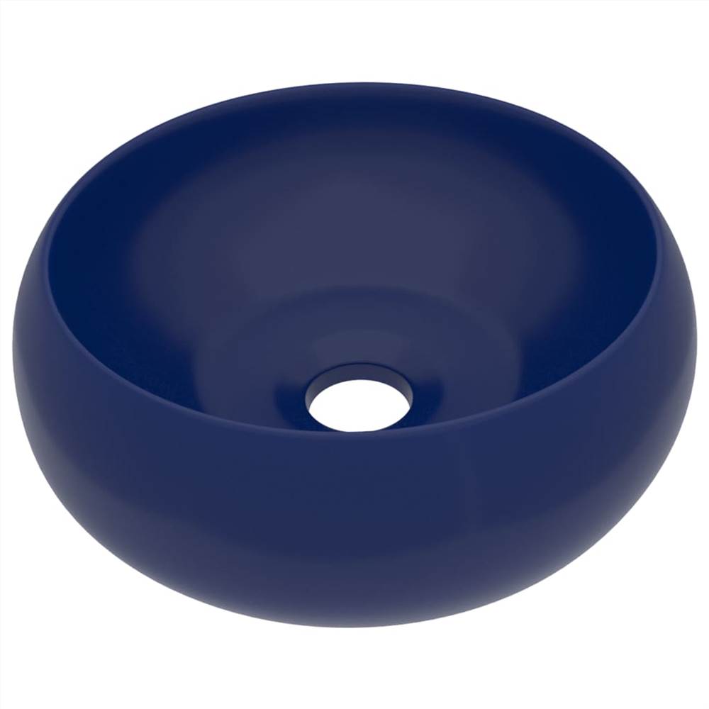 Luxury Wash Basin Round Matt Dark Blue 40x15 cm Ceramic