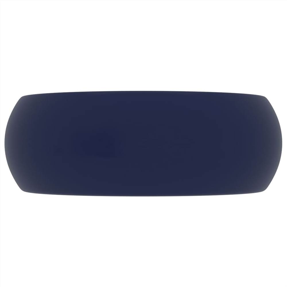Luxury Wash Basin Round Matt Dark Blue 40x15 cm Ceramic