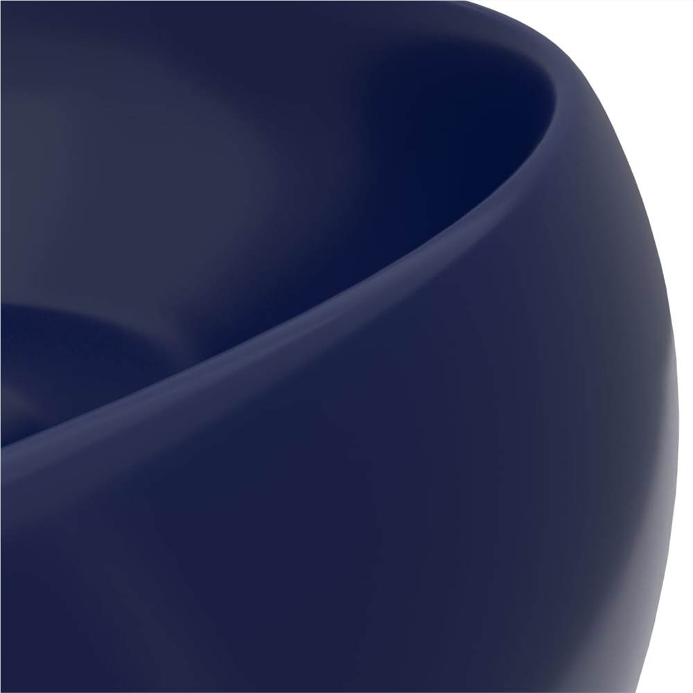 Luxury Wash Basin Round Matt Dark Blue 40x15 cm Ceramic