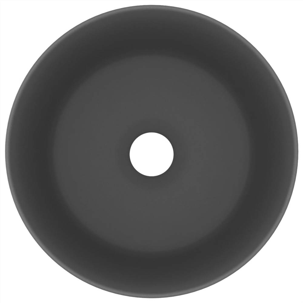Luxury Wash Basin Round Matt Dark Grey 40x15 cm Ceramic