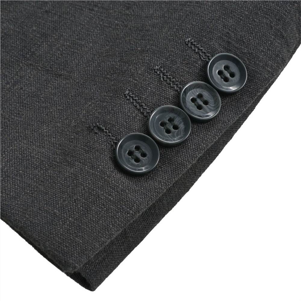 Mens 2 Piece Linen Suit Size 52 Dark Grey