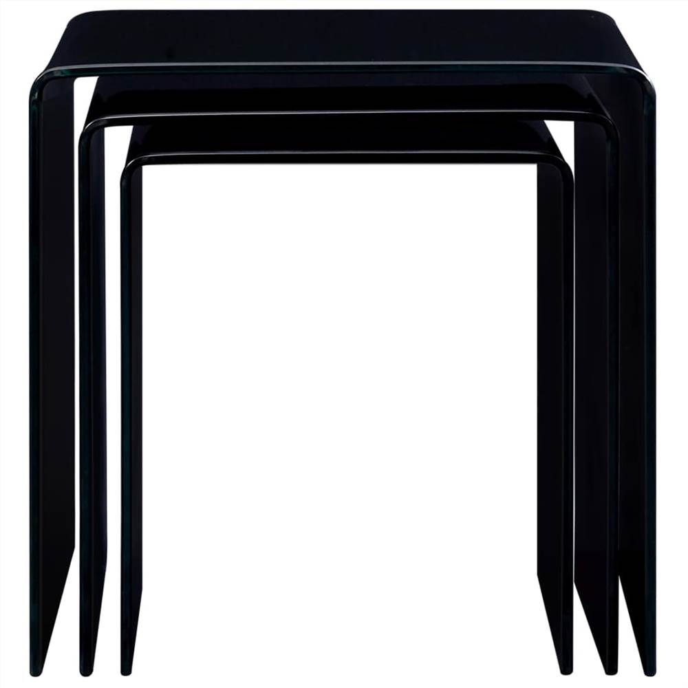 Nesting Coffee Tables 3 pcs Black 42x42x41.5 cm Tempered Glass