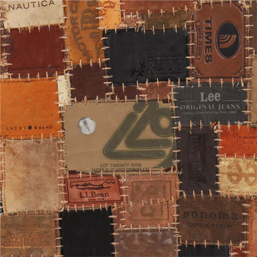 Rug Genuine Leather Jeans Label Patchwork 80x150 cm Brown