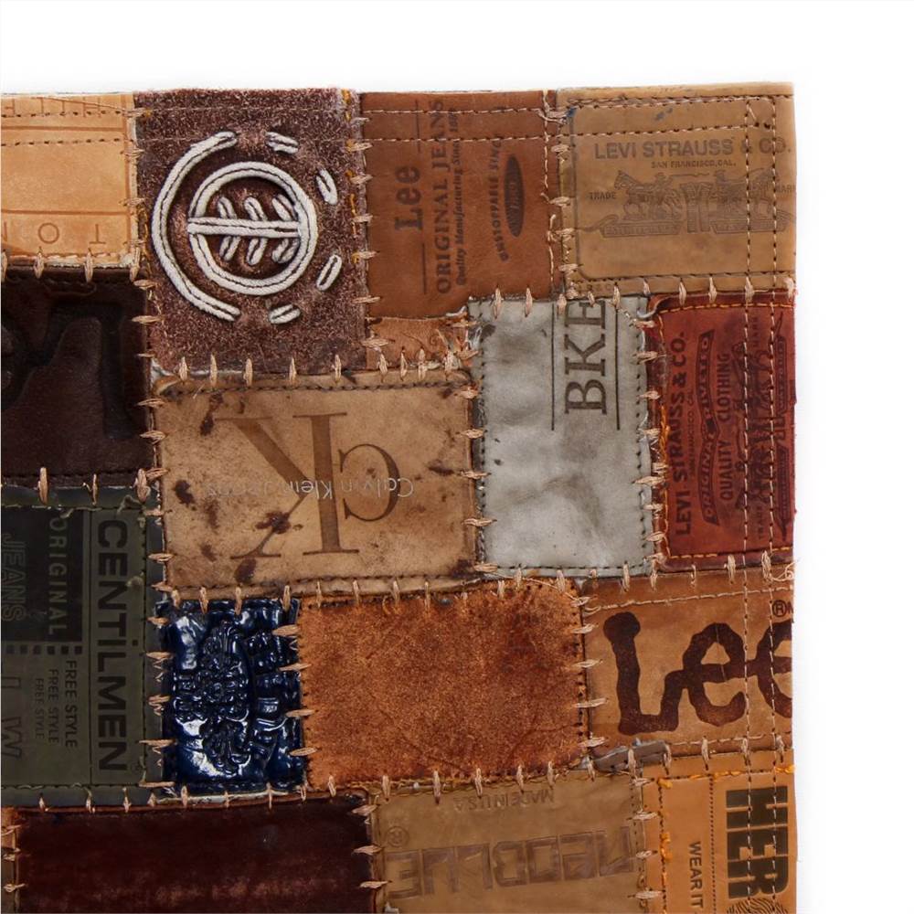 Rug Genuine Leather Jeans Label Patchwork 80x150 cm Brown
