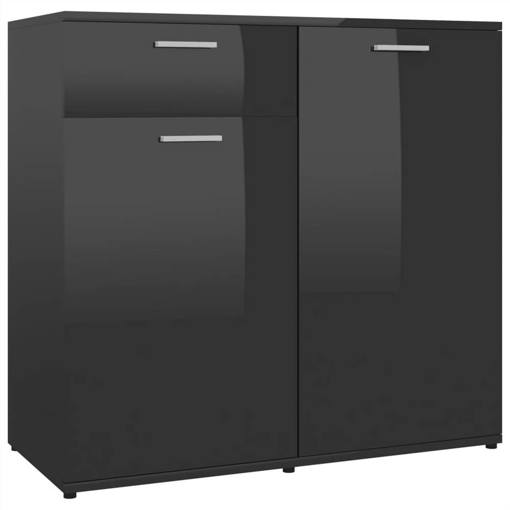 Sideboard High Gloss Black 80x36x75 cm Chipboard