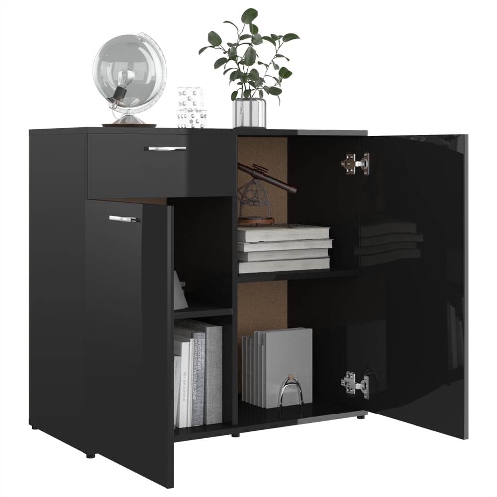 Sideboard High Gloss Black 80x36x75 cm Chipboard