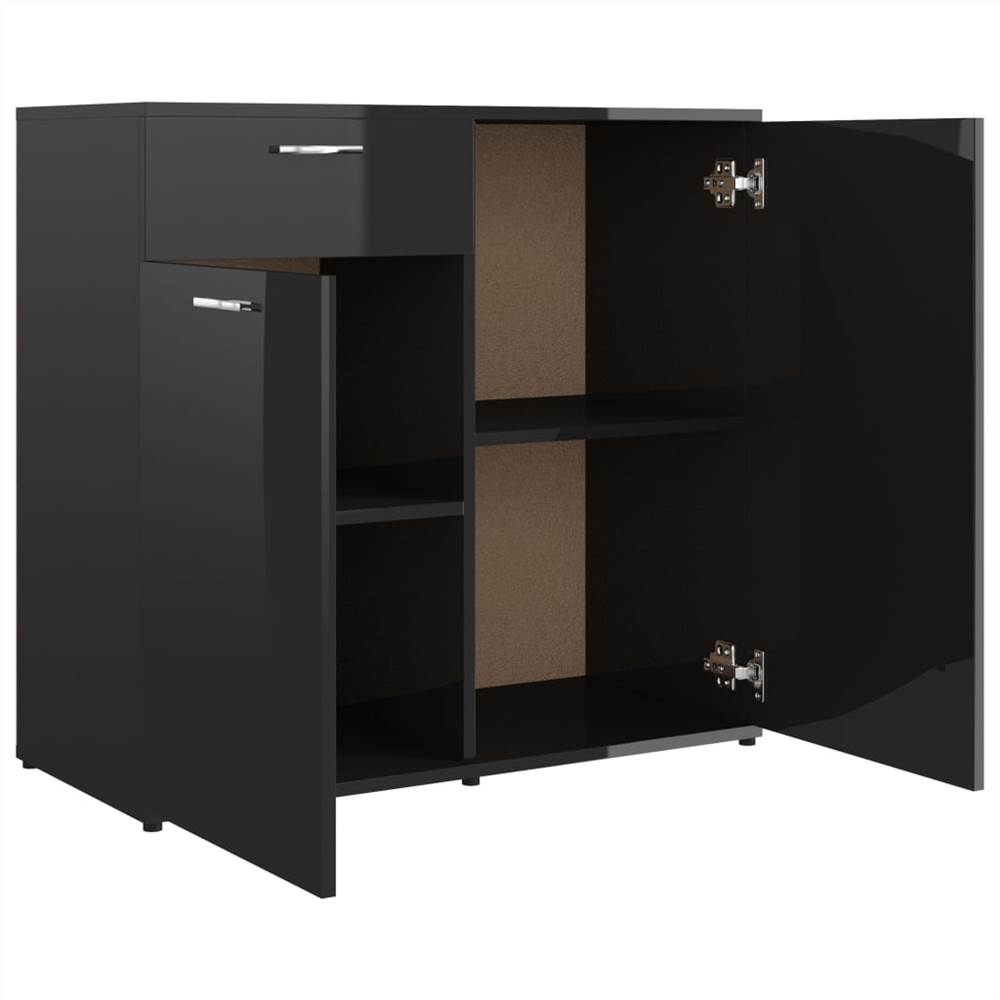 Sideboard High Gloss Black 80x36x75 cm Chipboard