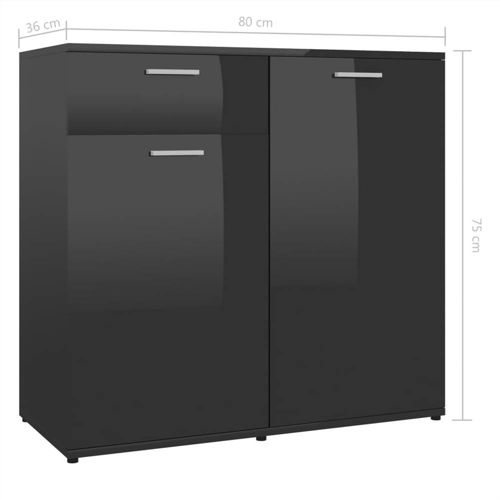 Sideboard High Gloss Black 80x36x75 cm Chipboard