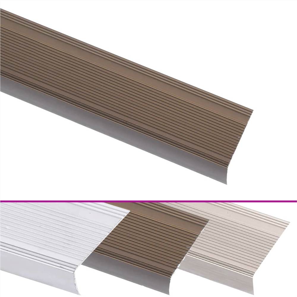 Stair Nosings in L-shape 5 pcs Aluminium 134 cm Brown
