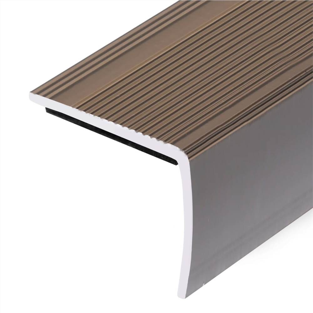 Stair Nosings in L-shape 5 pcs Aluminium 134 cm Brown
