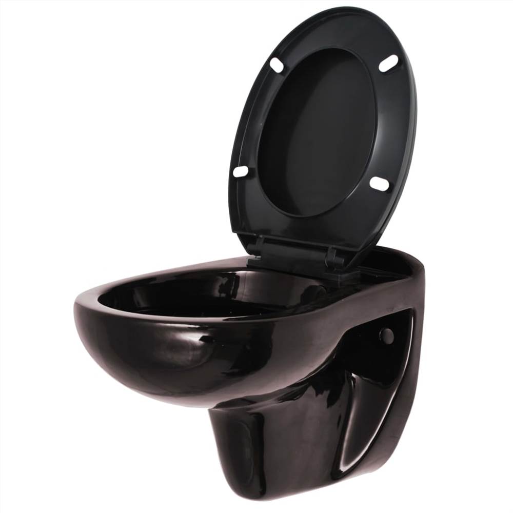 Wall-Hung Toilet with Soft-Close Seat Ceramic Dark Brown