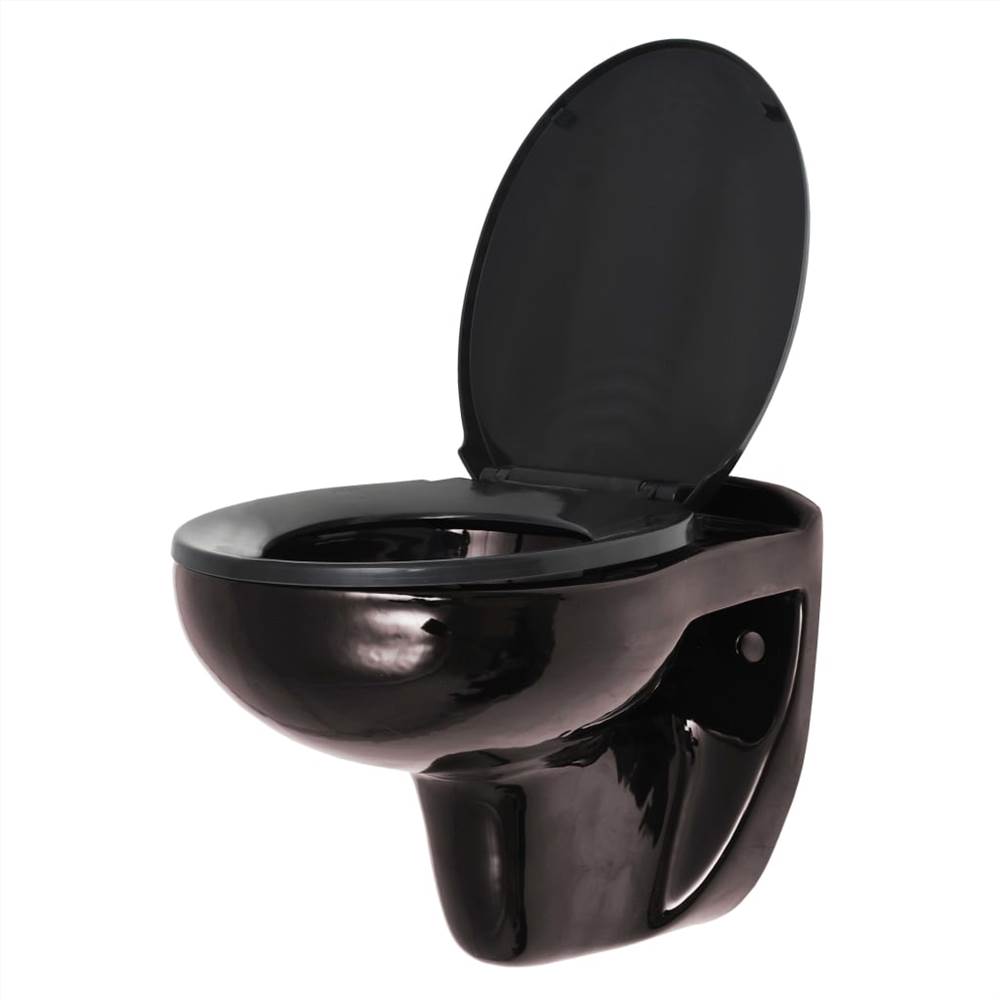 Wall-Hung Toilet with Soft-Close Seat Ceramic Dark Brown