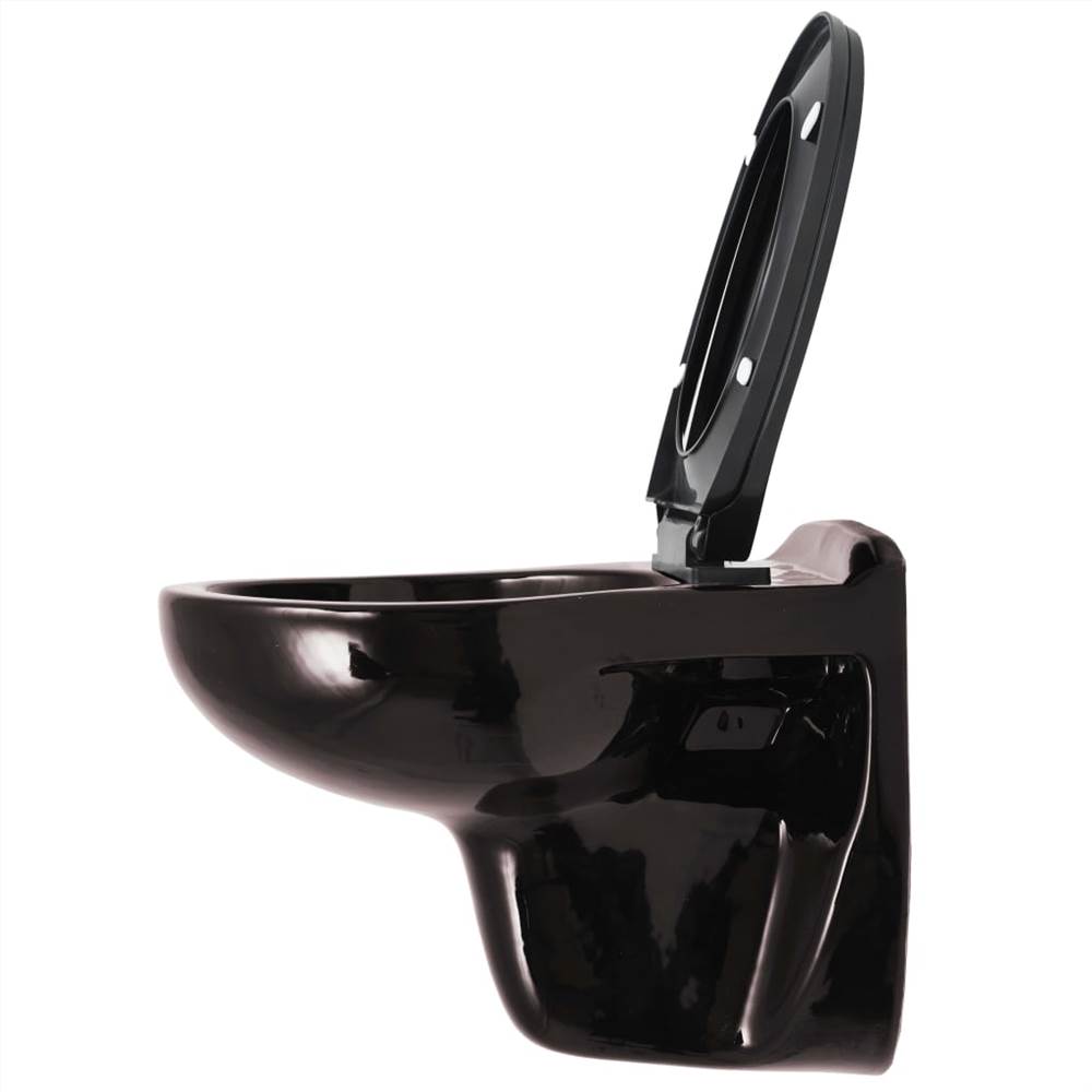 Wall-Hung Toilet with Soft-Close Seat Ceramic Dark Brown