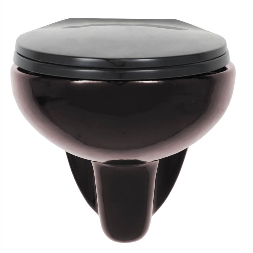 Wall-Hung Toilet with Soft-Close Seat Ceramic Dark Brown