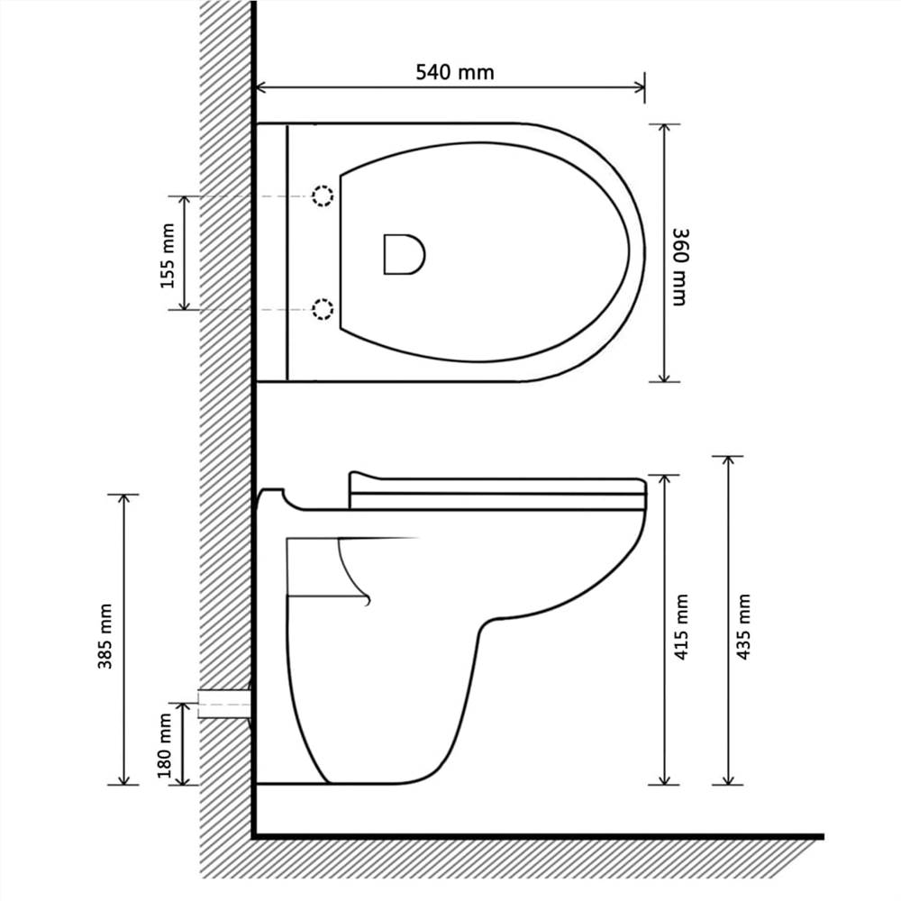 Wall-Hung Toilet with Soft-Close Seat Ceramic Dark Brown