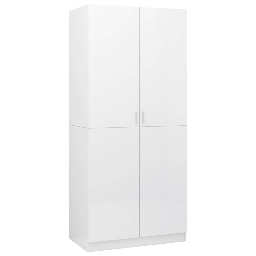 Wardrobe High Gloss White 80x52x180 cm Chipboard