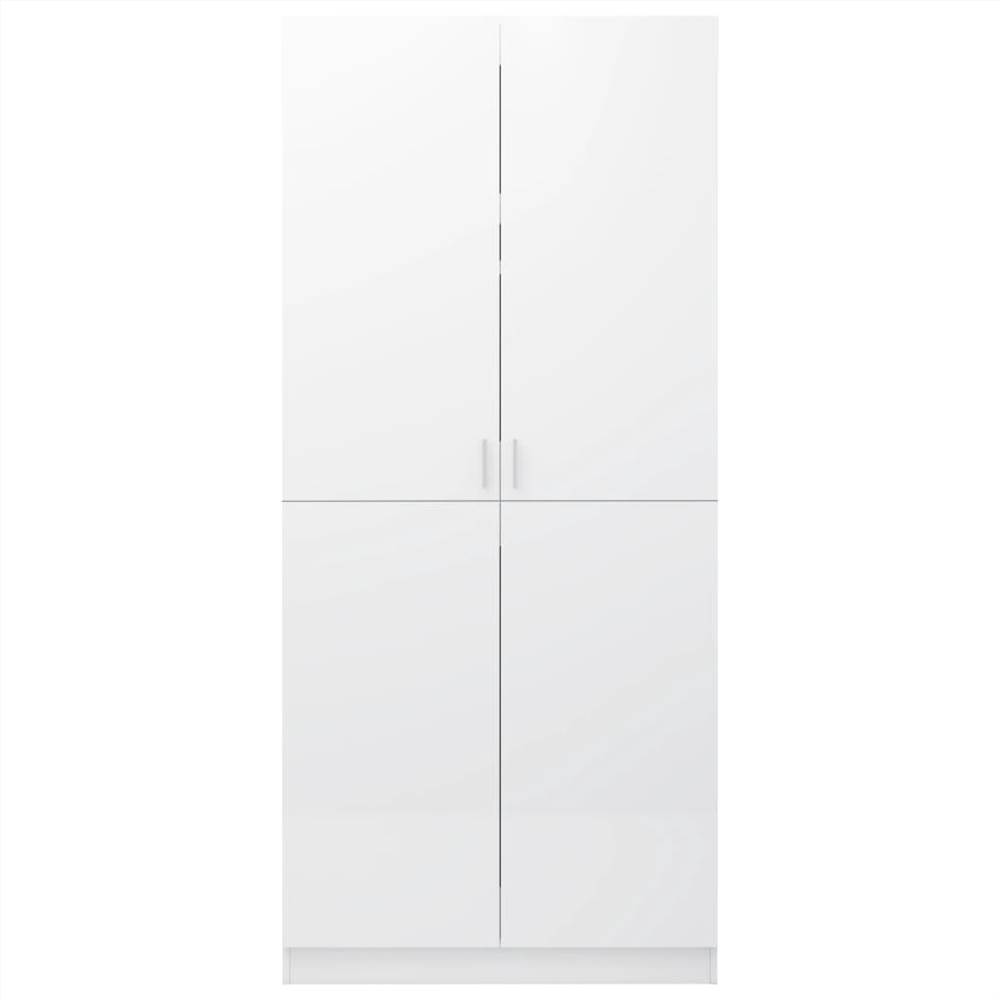 Wardrobe High Gloss White 80x52x180 cm Chipboard