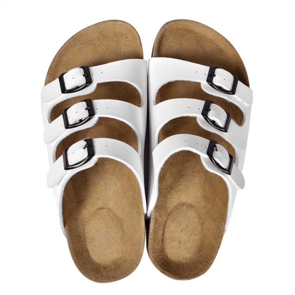 Womens Bio Cork Sandal with 3 Buckle Straps White Size 37