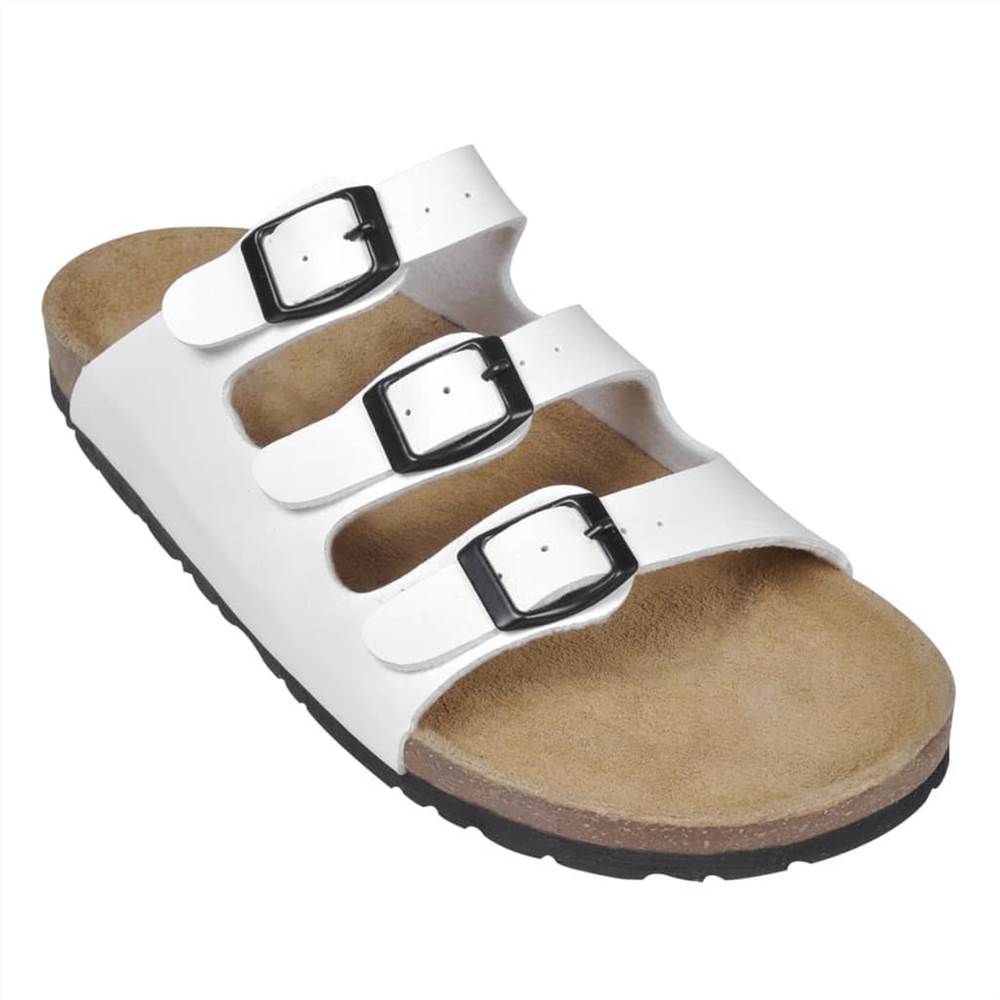 Womens Bio Cork Sandal with 3 Buckle Straps White Size 37