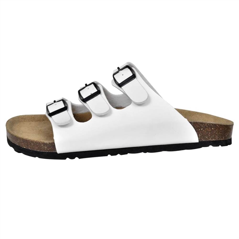 Womens Bio Cork Sandal with 3 Buckle Straps White Size 37