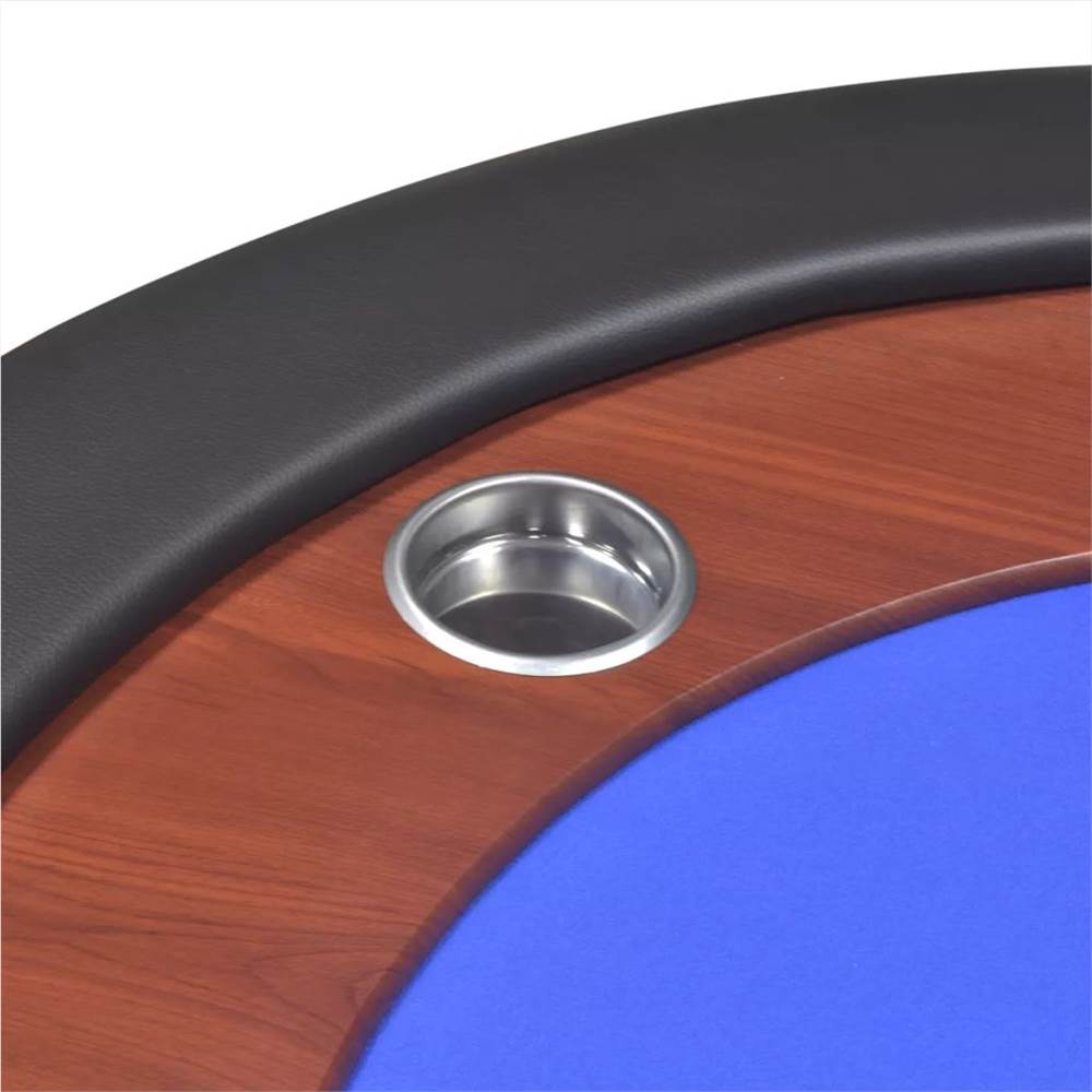 10-Player Poker Table with Dealer Area and Chip Tray Blue