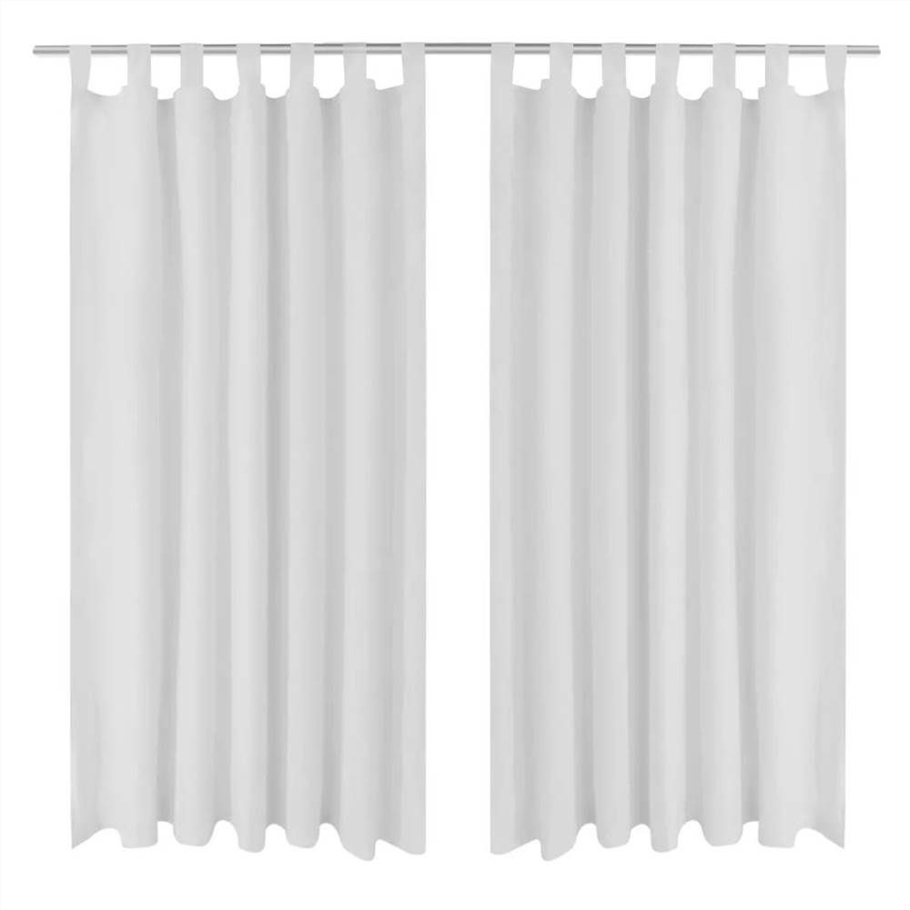 

2 pcs White Micro-Satin Curtains with Loops 140 x 175 cm