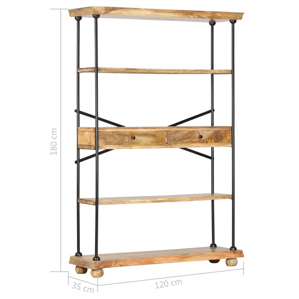 4-Tier Bookshelf 120x35x180 cm Solid Mango Wood and Steel