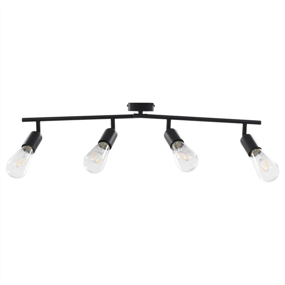 4-way Spot Light with Filament Bulbs 2 W Black 60 cm E27
