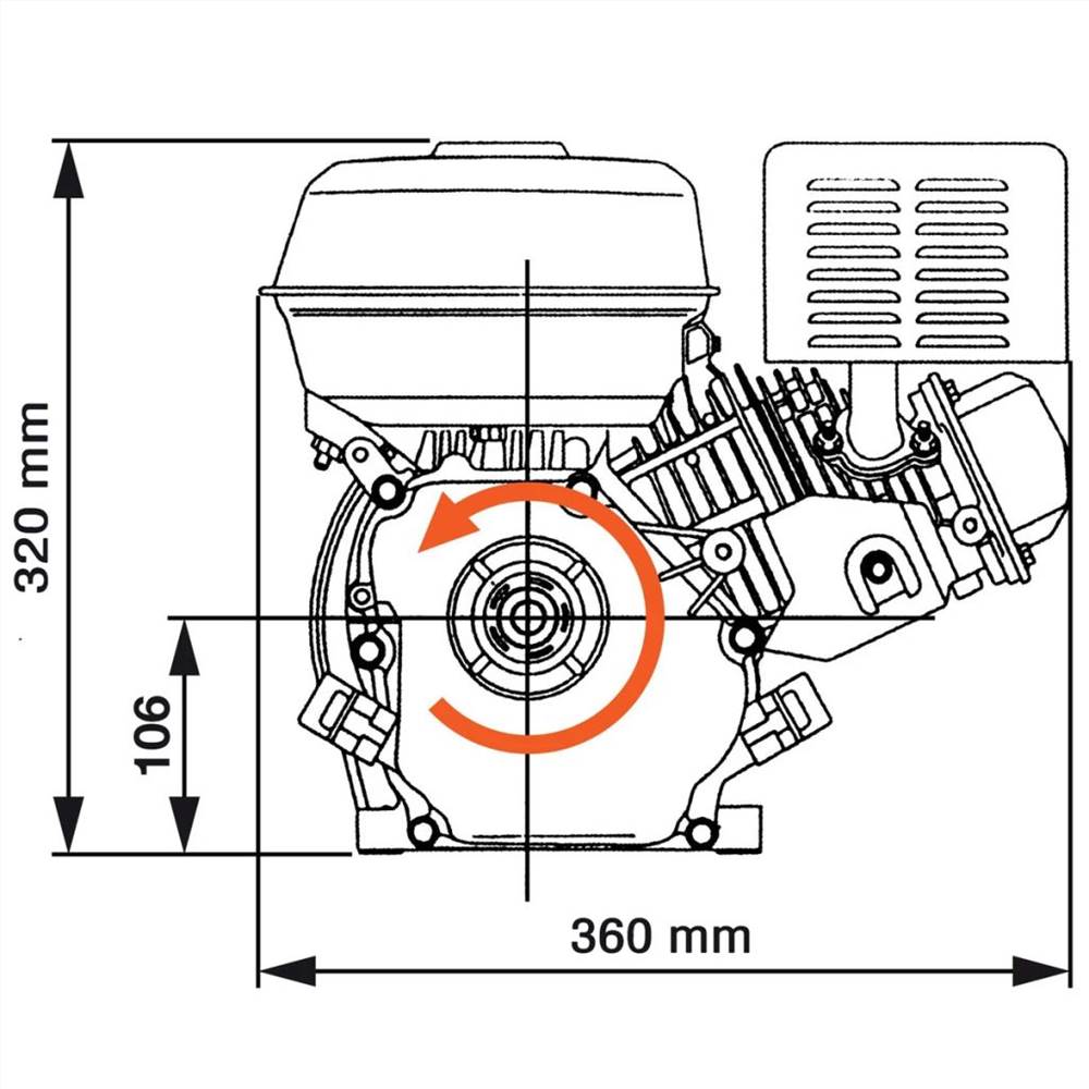 6.5HP 4.8kW Black Petrol Engine
