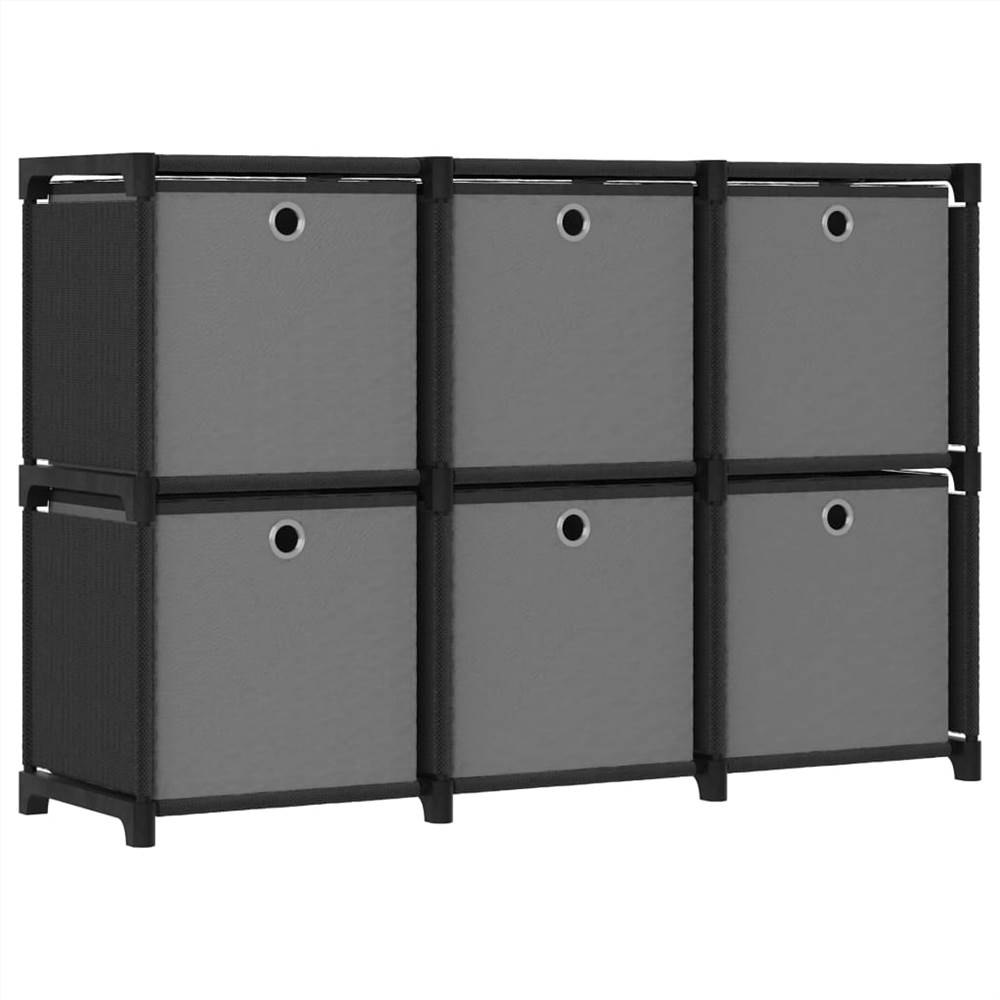 

6-Cube Display Shelf with Boxes Black 103x30x72.5 cm Fabric