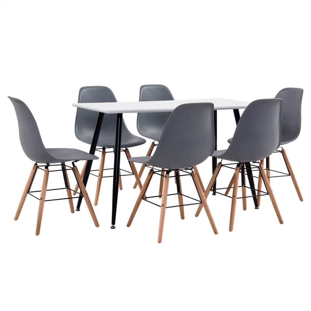 7 Piece Dining Set Plastic Grey