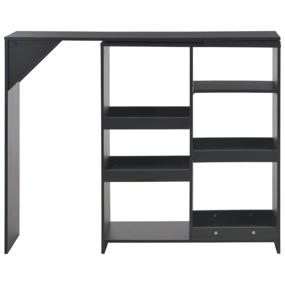 Bar Table with Moveable Shelf Black 138x40x120 cm