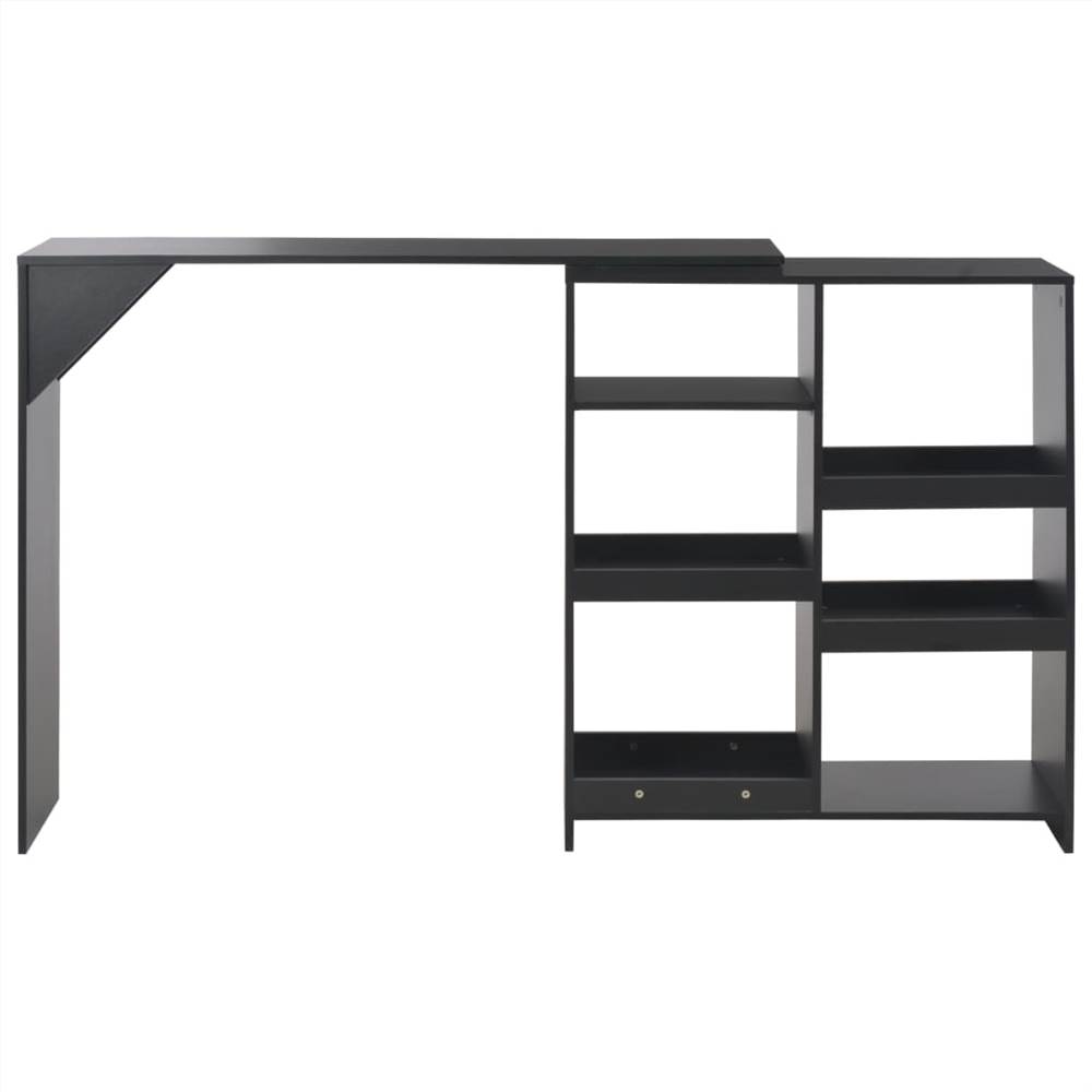 Bar Table with Moveable Shelf Black 138x40x120 cm
