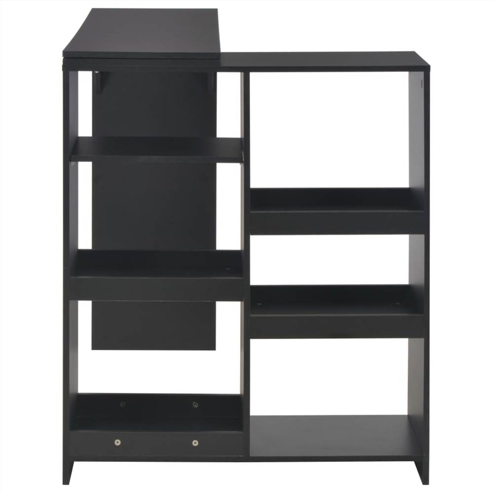 Bar Table with Moveable Shelf Black 138x40x120 cm