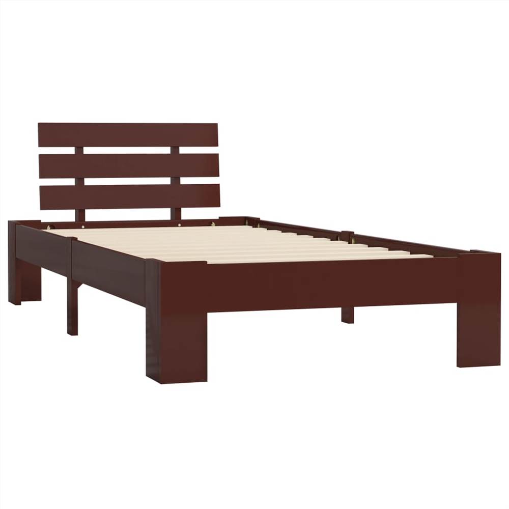 Bed Frame Dark Brown Solid Pine Wood 100x200 cm